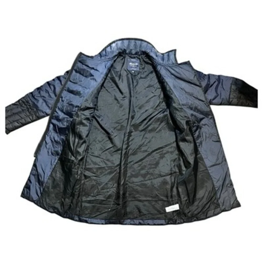 Madewell Womens XS Quilted Down Puffer Coat-Dark‎ Navy & Black Asymmetrical Zip - Picture 3 of 15